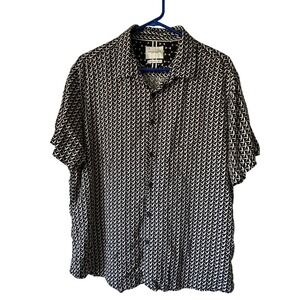 Mens Denim & Flower Ricky Singh XL‎ Button Up Shirt Short Sleeve Black White
